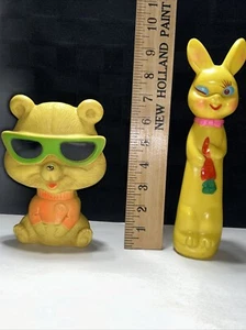 Two Vintage Squeaky Toys Baby Joy 1968 And Japan Made Rabbit - Picture 1 of 10