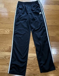 Adidas Youth Track Pants Extra Large Black & White 3 Stripes Boys Straight Leg - Picture 1 of 4