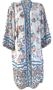 CHAQUETA KIMONO PLUMERO FLORAL MANGA BARRIL CHICO'S TALLA 1 TALLA 8 - Imagen 1 de 5