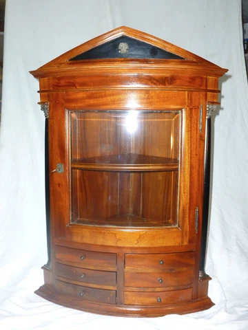 Antique Bow Front Mahogany 18-19Century curved beveled glass Wall Corner Cabinet Cover