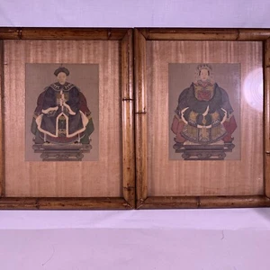 Pair Of Gongbi Qing Dynasty Chinese Ancestor Portraits. Late 19th Century. 12x15 - Picture 1 of 11
