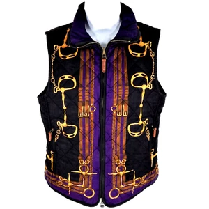 Lauren Ralph Lauren Equestrian Vest Jacket Medium M Bridles Reversible Women - Picture 1 of 8