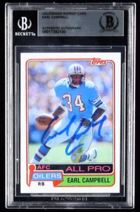 Earl Campbell Signed Football Card - Beckett (BGS) Authenticated - Picture 1 of 2