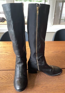 STEVE MADDEN 'Lesli' Black Leather Knee High Boots 6.5 women or girls - Picture 1 of 7