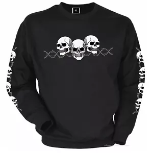 Biker Sweatshirt Totenkopf Skull design Gothic Rocker + Armdruck *4000 - Bild 1 von 2