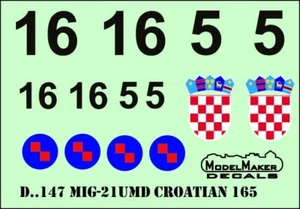 MiG-21 UM / UMD (CROATIAN AIR FORCE MARKINGS) #72147 1/72 MODELMAKER - Picture 1 of 2