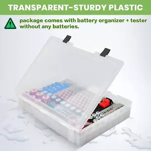 Battery Organizer Storage Holder- Batteries Case Containers Box with Tester C... - Picture 1 of 1