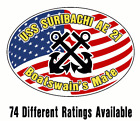 USS SURIBACHI AE 21 owalna naklejka / naklejka wojskowa USN U S Navy S05A