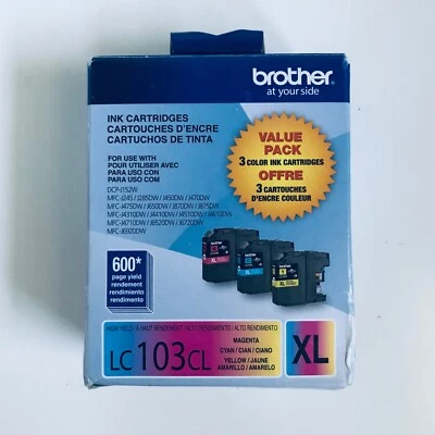 7/2025 Genuine Brother LC103CL XL Magneta Cyan Yellow High Yield Color Set OEM - Image 1 of 4