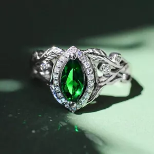 Precioso anillo de compromiso de boda de circón relleno de plata 925 para mujeres talla 6-10 - Imagen 1 de 7