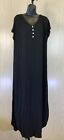 Grecerelle Henley Maxi Casual Dress, Women's Size XL, Black NEW MSRP $36.99