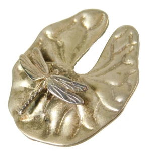 Vintage Sterling Silver Dragonfly On Lily Pad Brooch Pin - Bild 1 von 5