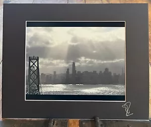 The Bay Bridge and The City During a Storm, Matted Fine Art Photographic Print - Picture 1 of 2