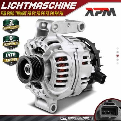 Alternator Generator 105A 12V for Ford Transit FB FC FD FS FZ FA FM FN 2.0 - Image 1 of 4