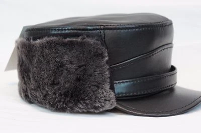 NEGRO O MARRÓN 100% Piel de Oveja Piel de Capitán Invierno Hombres Sombrero S-3XL Foto 1 de 4