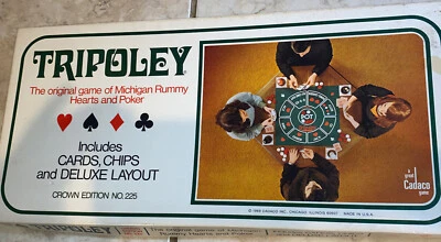 Vintage Tripoley Game 1969 Deluxe Layout Crown Edition No. 225 Card Chips Cadaco - Image 1 of 4