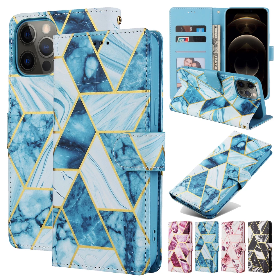 Luxury Marble Leather Wallet Case For iPhone 12 11 Pro Max 8 7+ X XS Flip Cover - Image 1 of 1