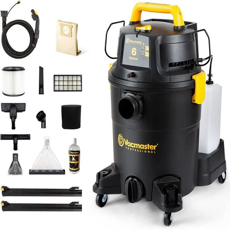 Vacmaster VK609PFR 0201 6 Gallon 3-in-1 Wet and Dry Vacuum Cleaner - Black/Yellow