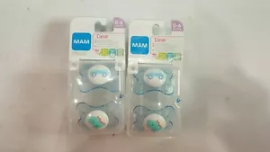 JUEGO DE 2 CHUPETES TRANSPARENTES MAM 0-6 MESES NIÑO 4 CHUPETES - Imagen 1 de 4