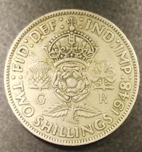 1948 2 SHILLING GREAT BRITIAN COIN - Picture 1 of 2