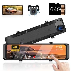 2 Cameras Dash Cam 4K Car DVR Front Inside Rear 1080P GPS Tracking Night Vision - Picture 1 of 24