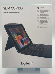 iPad 5th & 6th Generation Slim Combo Keyboard Folio Case By Logitech  - Picture 1 of 16