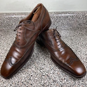 Silvano Lattanzi Zintala Brown Full Brogue Wing Tip Oxford Dress Shoes UK12/US13 - Picture 1 of 24
