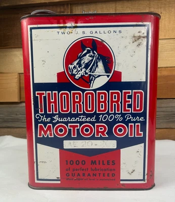 ÓLEO DE MOTOR TOROBRED vintage publicidade lata de 2 galões com CAVALO - Imagem 1 de 4