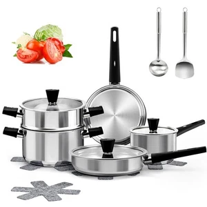 Stainless Steel Pots and Pans Set, 14-Piece Cookware Set with Stay-Cool Handl... - Picture 1 of 7