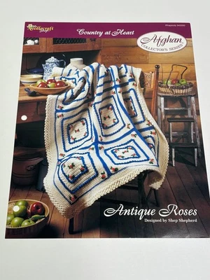 Antique Roses Country At Heart Afghan Crochet Pattern Card Needlecraft Shop - Image 1 of 4