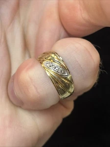 14k Yellow Gold Ring With Diamonds Size 6, 5.2 Grams. Unisex Band - Picture 1 of 12