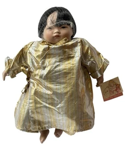 14'' Pauline Bjoness Jacobsen Asian Doll Gold & Silver Lame' Stripe Robe Pants - Picture 1 of 21
