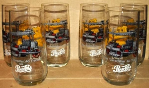 Set of 6, 1st Ed. Caterpillar Tumblers w/ Pepsi Ads, D8L & 1908 Holt 40 Tractors - Picture 1 of 15