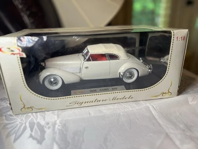 1936 Cord 810 Coupe Diecast Model Car White Red Interior 1/18 Signature Models - Image 1 of 4