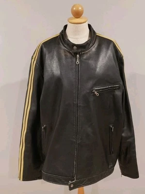 Chaqueta de cuero negra vintage Arizona Jean Company para hombre manga a rayas talla XXLT  Foto 1 de 4