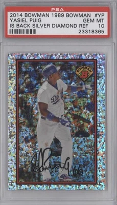 2014 Bowman 1989 is Back Silver Diamond Refractor Yasiel Puig PSA 10 GEM MT - Image 1 of 2