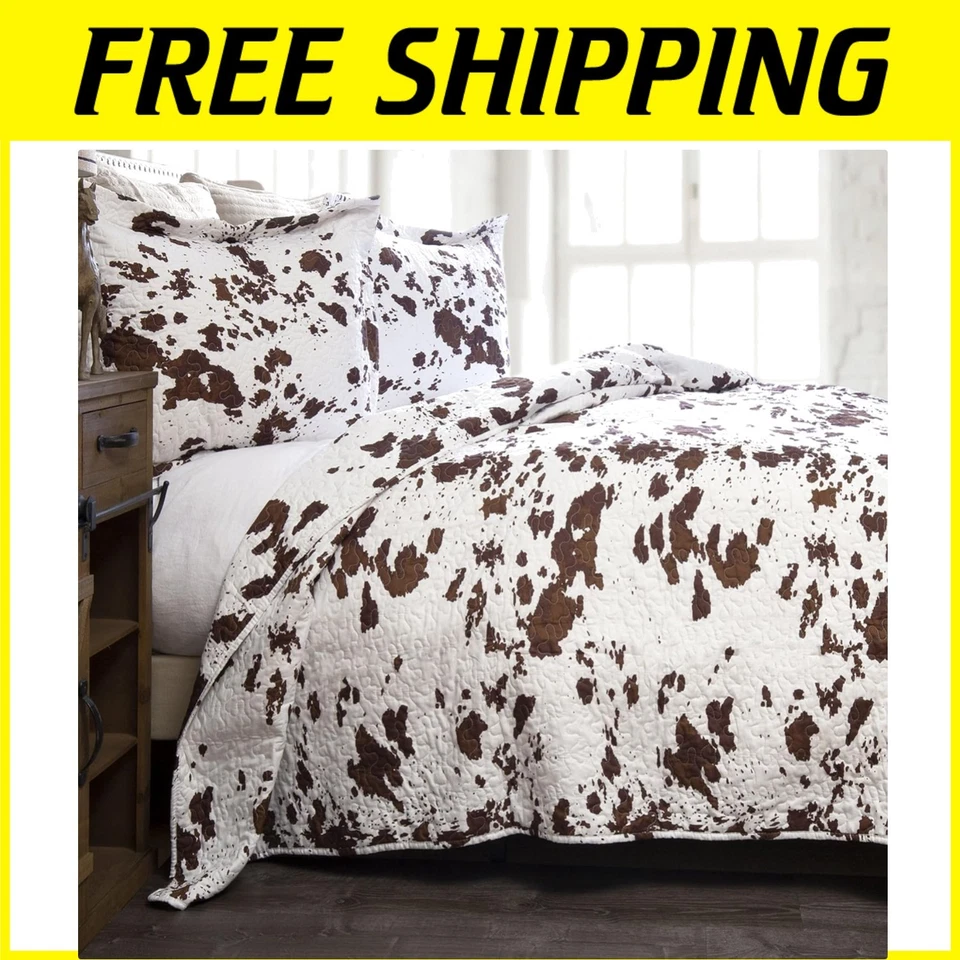 Wrangler Cowhide Quilt Set - Queen - JW294