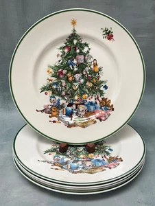 Set of 5 Cerna Elizabethan Staffordshire Seasons Greetings Dinner Plates NEW! - Picture 1 of 3