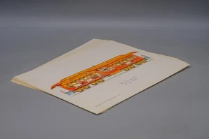 Wabash Railroad 1958 Steam Locomotive & Passenger Car Lithographs (7-Prints) - Foto 1 di 10