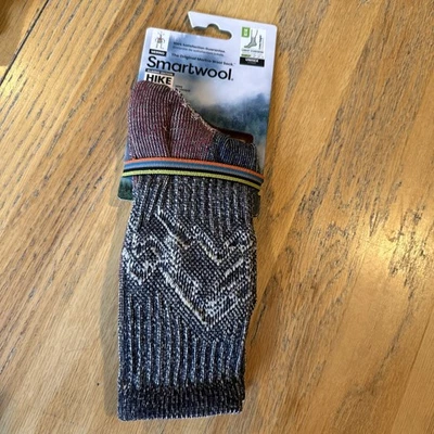 Calcetines Smartwool Unisex Cojín Ligero Patrón Montaña Crew, Azul Marino/Rojo, M Foto 1 de 4