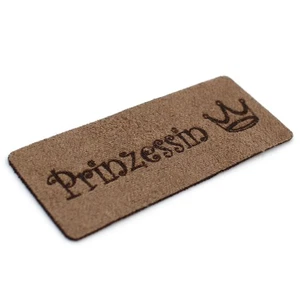 10er Set Label Nähetiketten zum Aufnähen 6x2,5cm in Leder Optik 16 Prinzessin - Bild 1 von 6