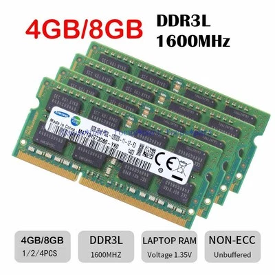 4GB 8GB 16GB DDR3L-1600 MHz PC3L-12800S SO-DIMM Laptop Memory 204-Pin 1.35V Lot - Image 1 of 3