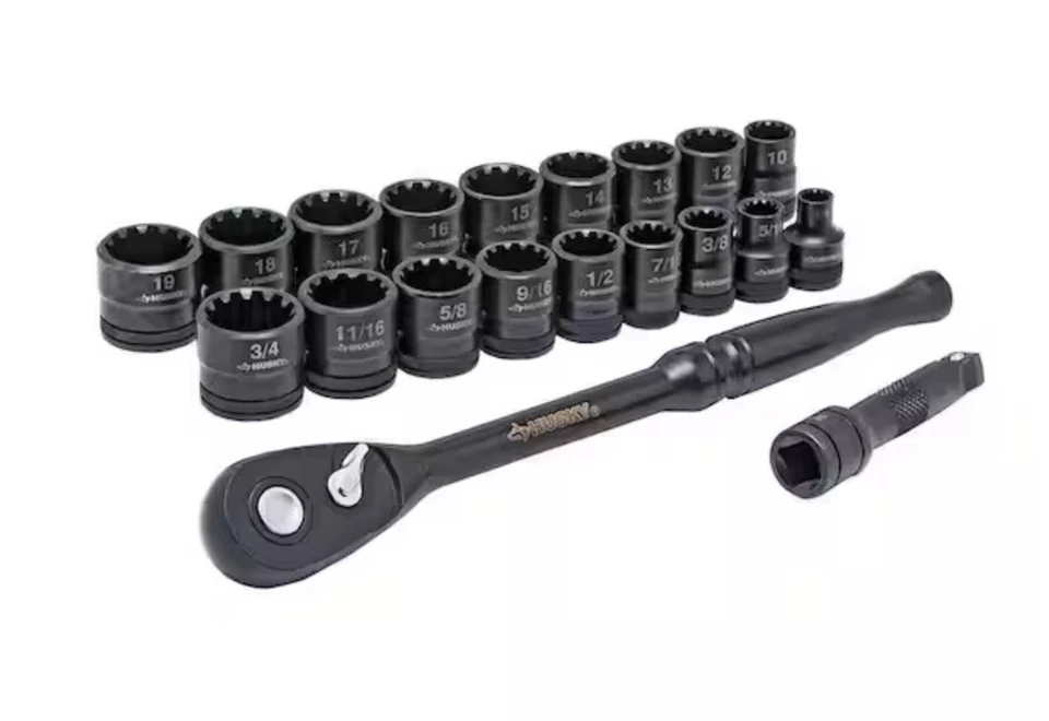 20pc Husky 3/8 in Drive SAE & Metric Universal Socket Wrench Set H1003D20SWS