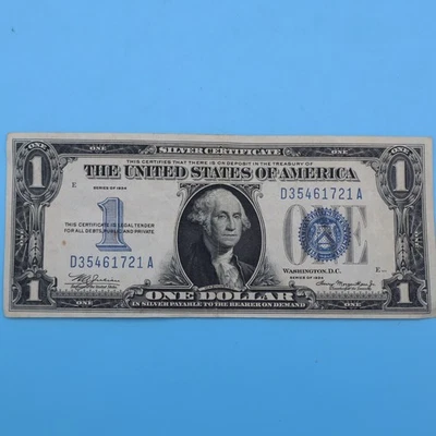 1934 $1 DOLLAR SILVER CERTIFICATE FUNNY BACK NOTE -VINTAGE more listed SEE PICS - Image 1 of 4