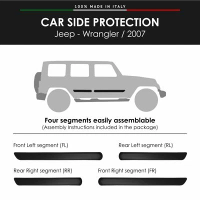 Moulures Latéral Bumper Antichocs pour Jeep Wrangler 2007 Avec Double-Face 3M - Photo 1/4