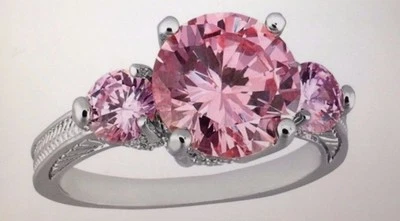 2.5 CARAT Brilliant Cut Pink Sapphire 10K White Gold Filled Ring Size 7 - Image 1 of 4