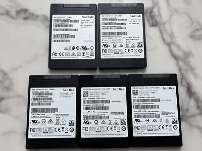 LOT OF 5 128GB Sandisk X400 2.5" SATA SSD 7.0mm SD8TB8U-128-1016 for Laptop PC - Image 1 of 4