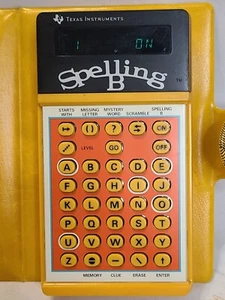 Vintage 1978 Texas Instruments Spelling B Handheld Spelling Game & Case WORKING - Picture 1 of 6