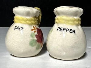 Vintage Mini  Ceramic 'Flour Sacks' Hand-Painted Salt and Pepper Shakers, Japan - Picture 1 of 5