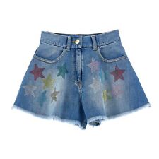 MONNALISA Shorts denim bambina con stelle strass colorati 10 S=13/14 anni